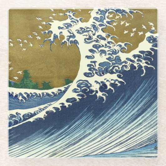 Hokusai Big Wave Japan Vintage Ocean Glasuntersetzer (Vorderseite)