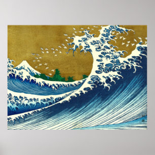 Hokusai Big Wave Japan Vintage Ocean Poster