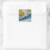 Hokusai Big Wave Japan Vintage Ocean Quadratischer Aufkleber (Tasche)