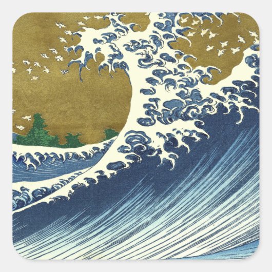 Hokusai Big Wave Japan Vintage Ocean Quadratischer Aufkleber (Vorderseite)