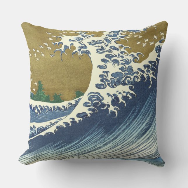 Hokusai Big Wave Japan Vintager Ozean Kissen (Vorderseite)