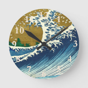 Hokusai Big Wave Japan Vintager Ozean Runde Wanduhr