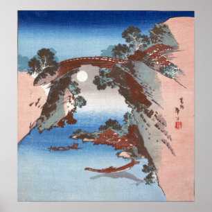 Hokusai - Blick auf Saruhashi (Affenbrücke) Poster