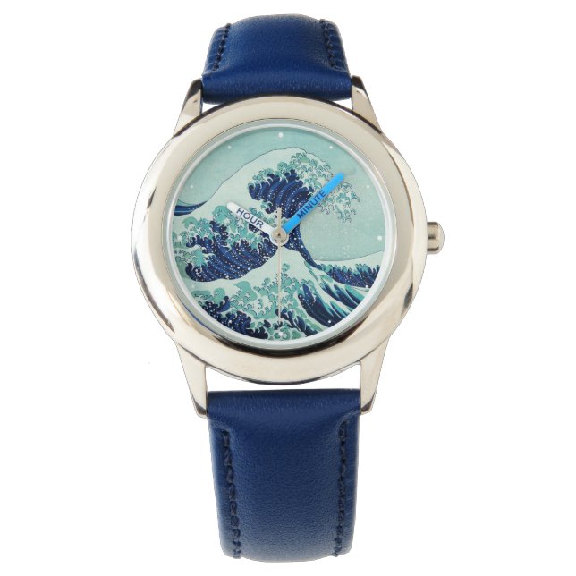Hokusai Blue Waves Armbanduhr (Vorderseite)