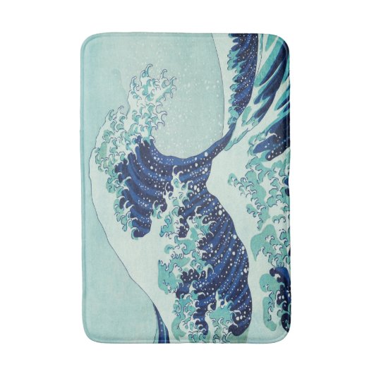 Hokusai Blue Waves Pattern Badematte (Vorderseite Vertikal)
