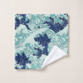 Hokusai Blue Waves Pattern Badhandtuch Set (Waschlappen)