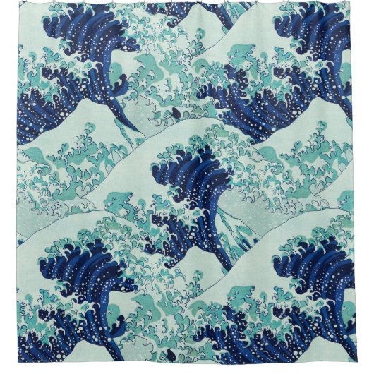 Hokusai Blue Waves Pattern Duschvorhang (Vorderseite)