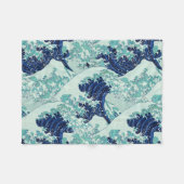 Hokusai Blue Waves Pattern Fleecedecke (Vorderseite (Horizontal))