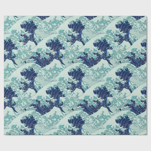 Hokusai Blue Waves Pattern Geschenkpapier (Flach)