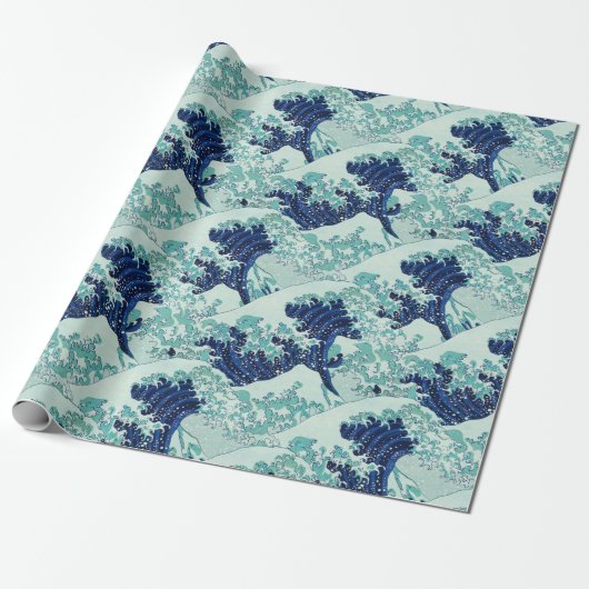 Hokusai Blue Waves Pattern Geschenkpapier (Ungerollt)
