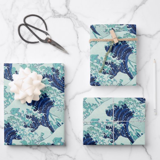 Hokusai Blue Waves Pattern Geschenkpapier Set (Vorderseite)