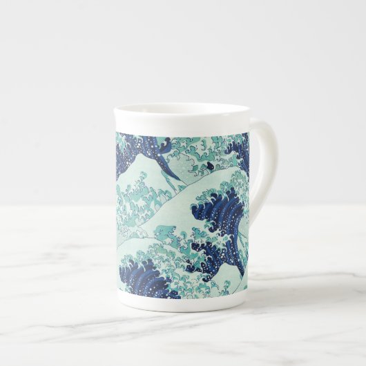 Hokusai Blue Waves Pattern Porzellantasse (Vorderseite Rechts)