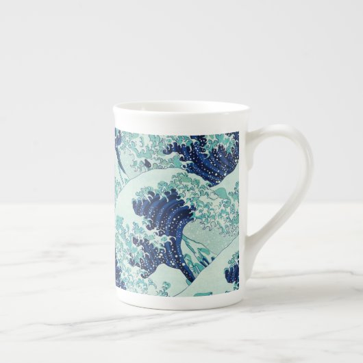 Hokusai Blue Waves Pattern Porzellantasse (Rechts)