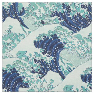 Hokusai Blue Waves Pattern Stoff