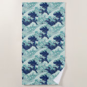 Hokusai Blue Waves Pattern Strandtuch (Vorderseite)