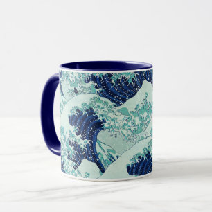 Hokusai Blue Waves Pattern Tasse