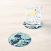 Hokusai Blue Waves Runder Pappuntersetzer (Vor Ort)