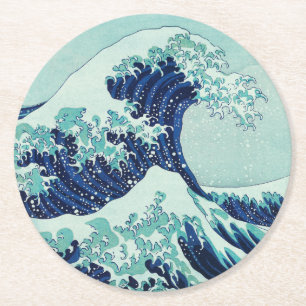Hokusai Blue Waves Runder Pappuntersetzer