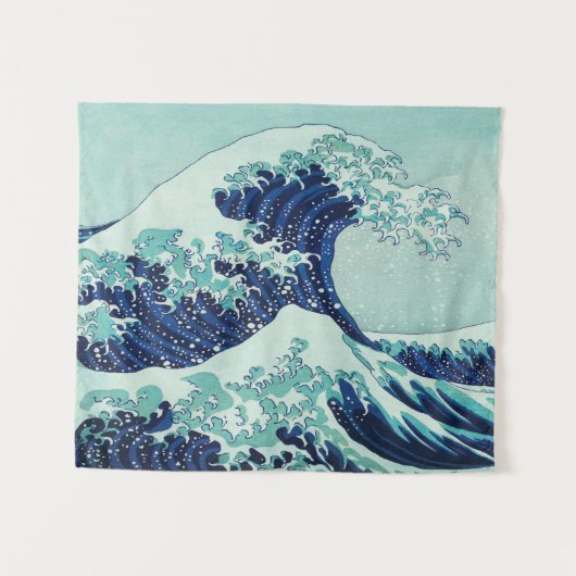 Hokusai Blue Waves Wandteppich (Vorderseite (Horizontal))