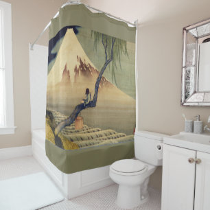 Hokusai Boy View Mount Fuji Japanisch Vintag Duschvorhang