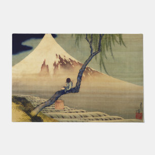 Hokusai Boy View Mount Fuji Japanisch Vintag Fußmatte