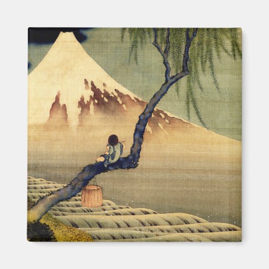 Hokusai Boy View Mount Fuji Japanisch Vintag Magnet (Vorne)