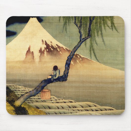 Hokusai Boy View Mount Fuji Japanisch Vintag Mousepad (Vorne)
