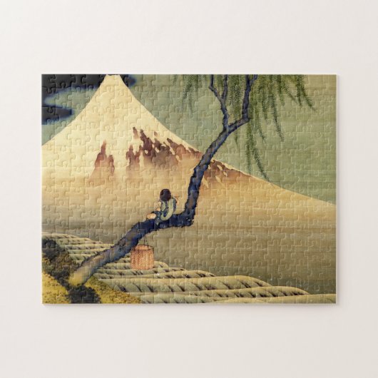Hokusai Boy View Mount Fuji Japanisch Vintag Puzzle (Horizontal)