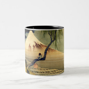 Hokusai Boy View Mount Fuji Japanisch Vintag Zweifarbige Tasse