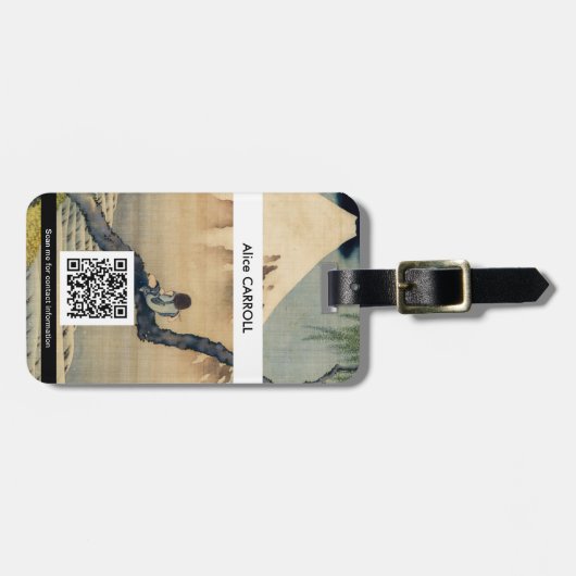Hokusai - Boy Viewing Mount Fuji - QR-Code Gepäckanhänger (Vorderseite horizontal)