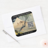 Hokusai - Boy Viewing Mount Fuji - QR-Code Quadratischer Aufkleber (Umschlag)