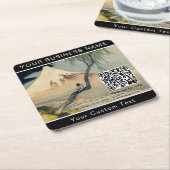 Hokusai - Boy Viewing Mount Fuji - QR-Code Rechteckiger Pappuntersetzer (angewinkelt)