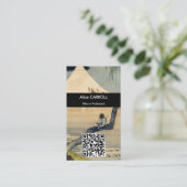 Hokusai - Boy Viewing Mount Fuji - QR-Code Visitenkarte (Stehend Vorderseite)