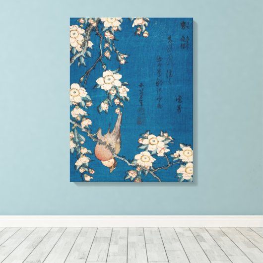 Hokusai Bullfinch and Weeping Cherry Gallery Leinwanddruck (Insitu (Holzboden))