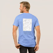 Hokusai Crane Drawing – Japanese Minimalist Blue Tri-Blend Shirt (Rückseite voll)