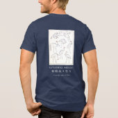 Hokusai Crane Drawing – Japanese Minimalist Navy Tri-Blend Shirt (Rückseite)