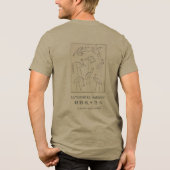 Hokusai Crane Drawing – Japanese Minimalist Olive Tri-Blend Shirt (Rückseite)