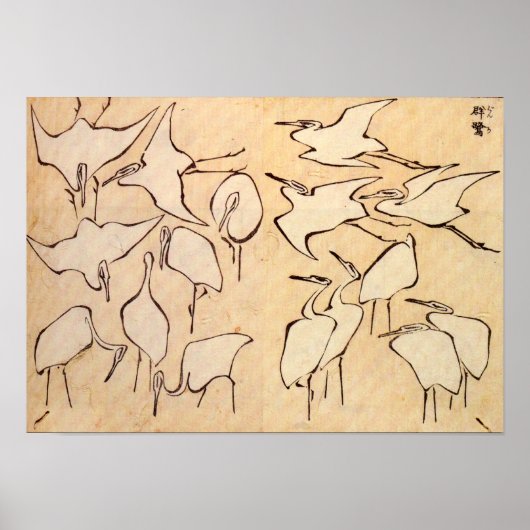 Hokusai Cranes Poster (Vorne)