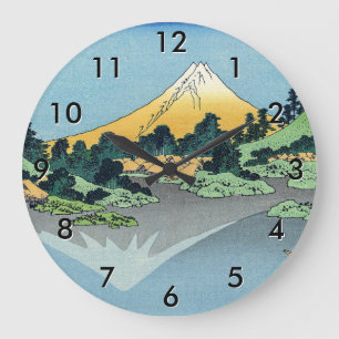 Hokusai - Der Fuji spiegelt sich im Kawaguchi-See Große Wanduhr