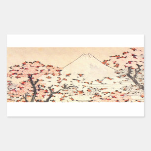 Hokusai der Fujisan Kirschblüten-Aufkleber Rechteckiger Aufkleber