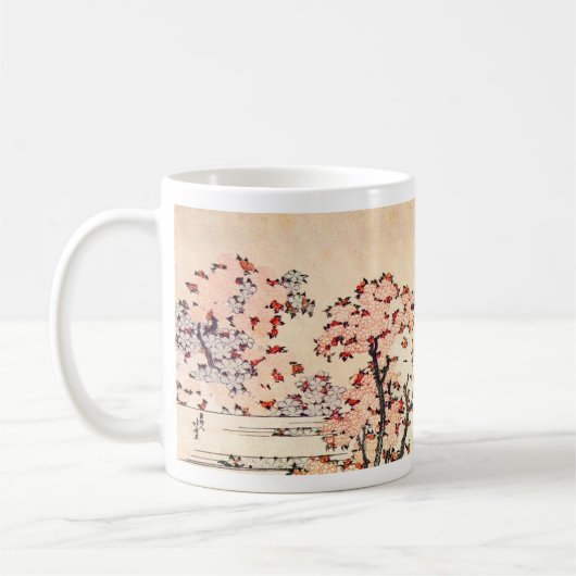 Hokusai der Fujisan Kirschblüten-Tasse Kaffeetasse (Links)