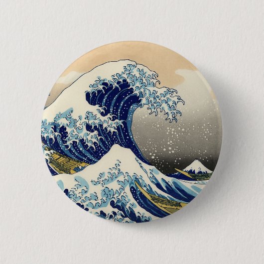 Hokusai der große Wellen-Knopf Button (Vorderseite)