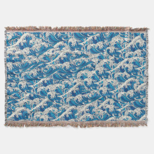 Hokusai, die Great Wave Pattern Nautical Blue Well Decke