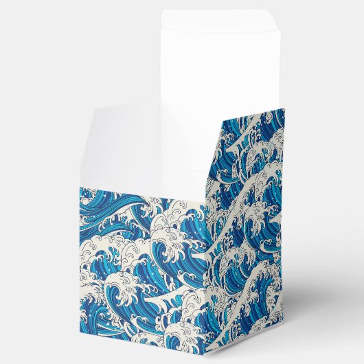 Hokusai, die Great Wave Pattern Nautical Blue Well Geschenkschachtel (Geöffnet)