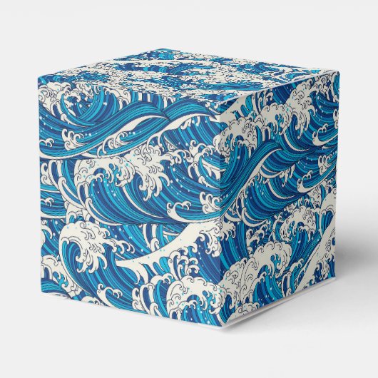 Hokusai, die Great Wave Pattern Nautical Blue Well Geschenkschachtel (Rückseite)