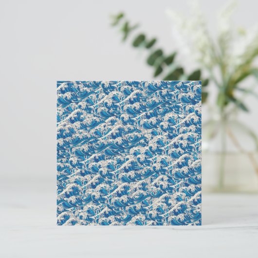 Hokusai, die Great Wave Pattern Nautical Blue Well Karte (Stehend Vorderseite)