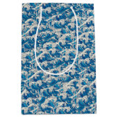 Hokusai, die Great Wave Pattern Nautical Blue Well Mittlere Geschenktüte (Vorderseite)