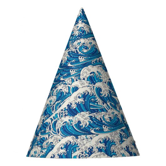 Hokusai, die Great Wave Pattern Nautical Blue Well Partyhütchen (Vorderseite)