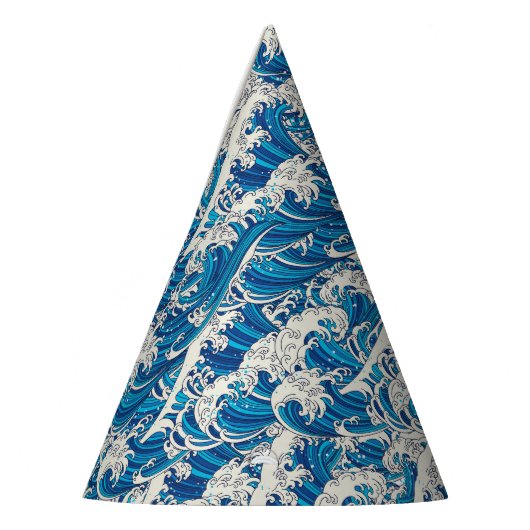 Hokusai, die Great Wave Pattern Nautical Blue Well Partyhütchen (Links)