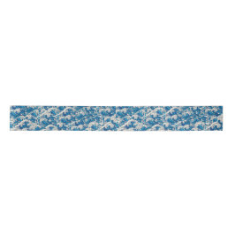 Hokusai, die Great Wave Pattern Nautical Blue Well Satinband